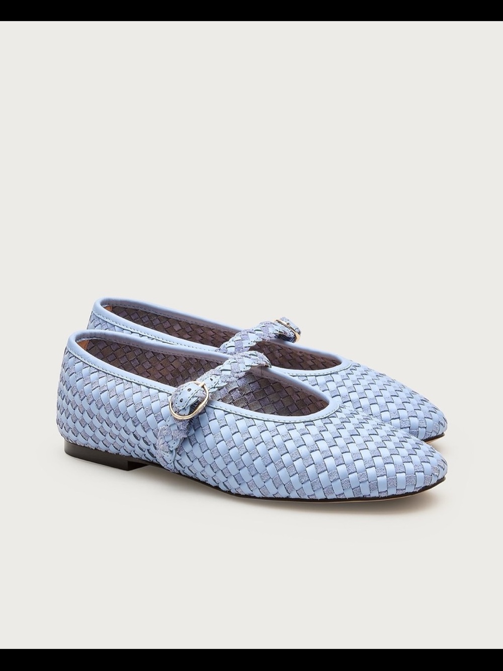 J. Crew Pale Blue Woven Mary Jane Flats with Buckle
